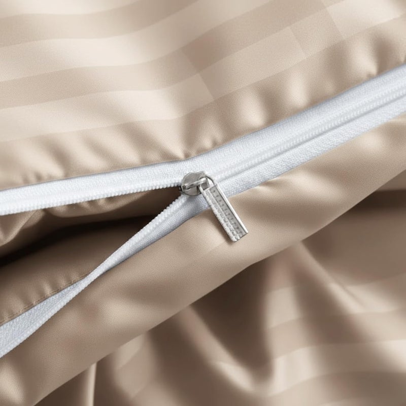 bedding zone غطاء لحاف فاخر مخطط متعدد الألوان من BEDDING ZONE - إغلاق بسحاب بيج مزدوج (200X200) - Image 5
